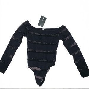 FashionNova Mesh stripe body suit